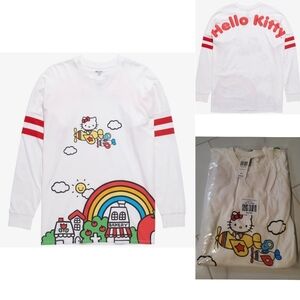 Hello Kitty Long Sleeve Shirt - White with Red and Multicolor Design - Boxlunch